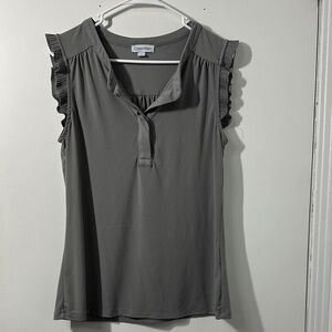 Calvin Klein Charcoal Ruffle Sleeve Blouse